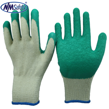 NMSAFETY 10 Gauge gestrickte natürliche Baumwolle dünne Latex Handfläche beschichtete billige Arbeitshandschuhe